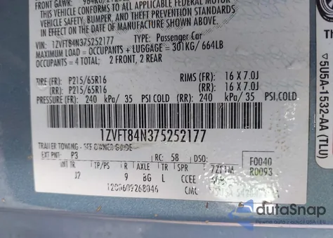 2007 Ford Mustang V6 Deluxe/V6 Premium from USA, damaged, VIN 1ZVFT84N375252177